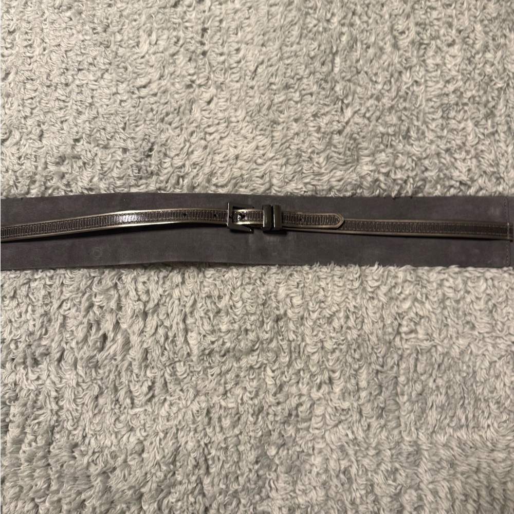 White House Black Market Grey Suede Leather Women's Belt